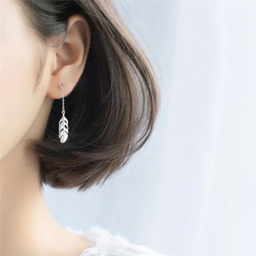 New Sterling Silver 925 Feather Stud Earrings set